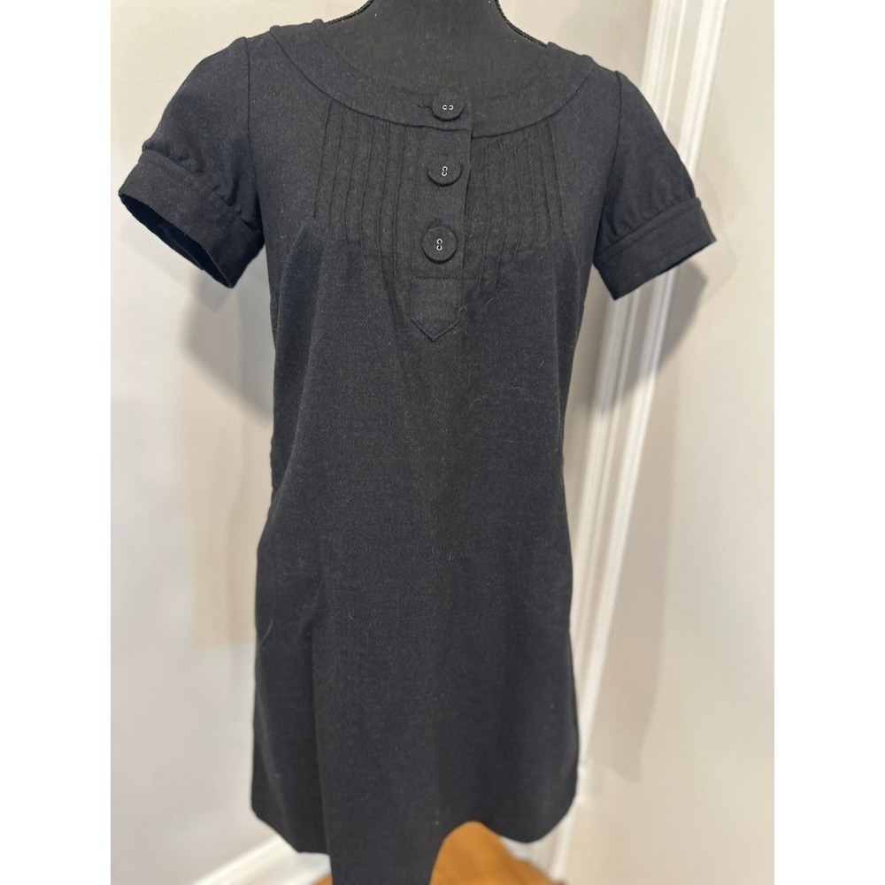 VTG GAP Wool Blend Pleated Bib Shift Dress Women SZ: 4 Black preppy mall brand